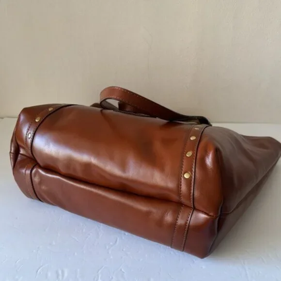 Patricia Nash Benvenuto LeatherStud Shoulder Handbag Tan Brown Shoulder Bags